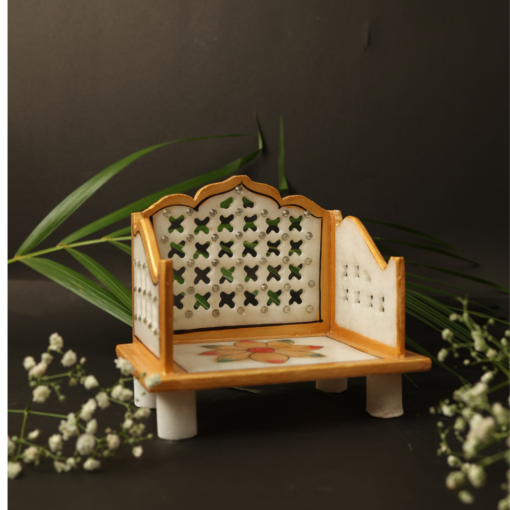Handcrafted Marble Singhasan for Pooja